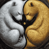 Gold and Silver Bears Yin Yang Diamond Painting