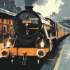 Golden Arrow Monochrome Train Diamond Painting