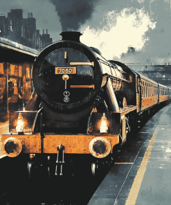 Golden Arrow Monochrome Train Diamond Painting