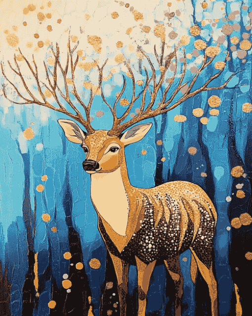 Golden Deer Fantasy Diamond Painting