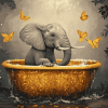 Golden Elephant Bathtub Diamond Painting