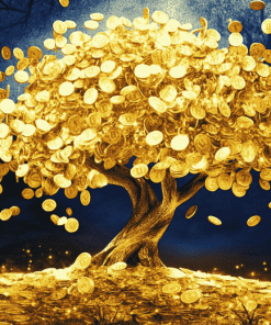 Golden Money Tree Art Diamond Painting