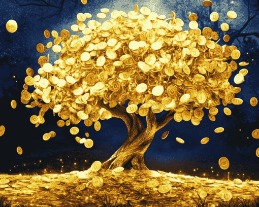 Golden Money Tree Art Diamond Painting