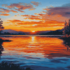 Golden Sunset Over Lake Diamond Painting