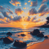 Golden Sunset at Kahala Beach Diamond Painting