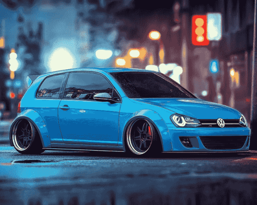 Golf GTI Blue Car Diamond Painting