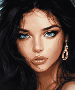 Gorgeous Black-Haired Woman Diamond Painting