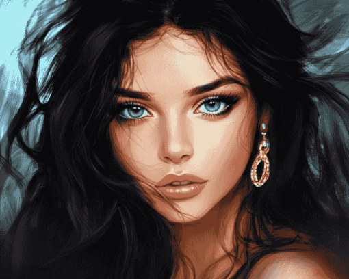 Gorgeous Black-Haired Woman Diamond Painting