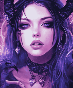 Goth Girl Colorful Diamond Painting