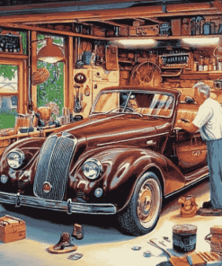 Grandfather Cartoon Garage Diamond Painting