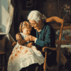 Grandmother and Granddaughter Vintage Diamond Painting