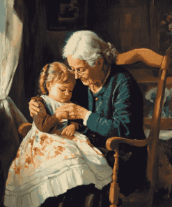 Grandmother and Granddaughter Vintage Diamond Painting