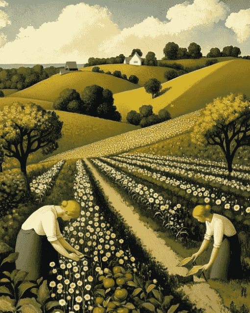 Grant Wood Country Landscapes Diamond Painting