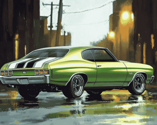 Green Chevy Chevelle Engines Diamond Painting