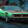 Green Dodge Barracuda Car Diamond Painting