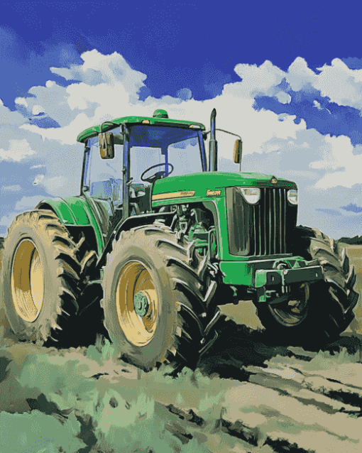 Green Farm Tractor Diamond Painting