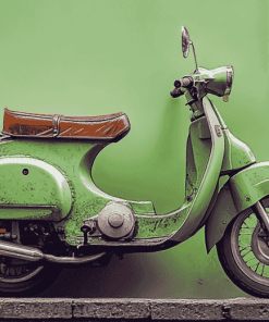 Green Moped Motorbike Diamond Painting