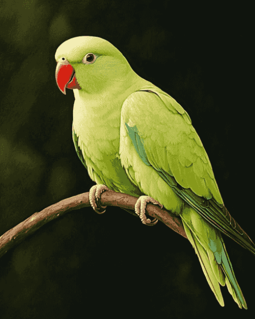 Green Parakeet Bird Diamond Painting