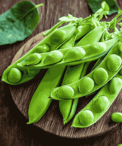 Green Peas on Wooden Table Diamond Painting