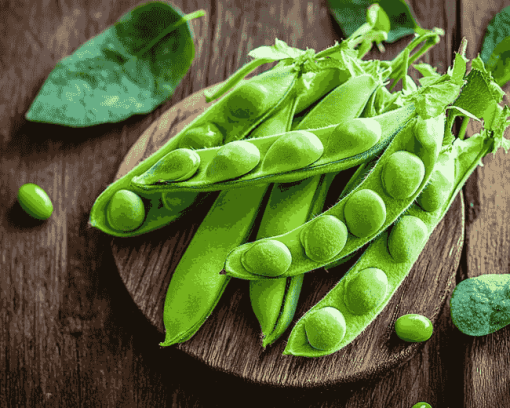 Green Peas on Wooden Table Diamond Painting