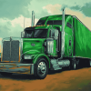 Green Semi Truck Diamond Painting