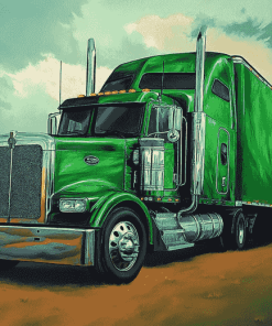 Green Semi Truck Diamond Painting