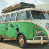 Green VW Van Diamond Painting