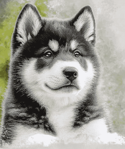 Grey Akita Puppy Diamond Painting