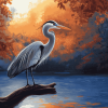 Grey Heron Bird Diamond Painting