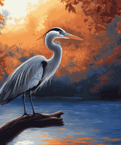 Grey Heron Bird Diamond Painting