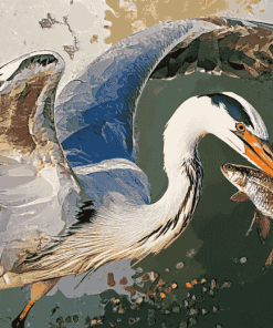 Grey Heron Birds Diamond Painting