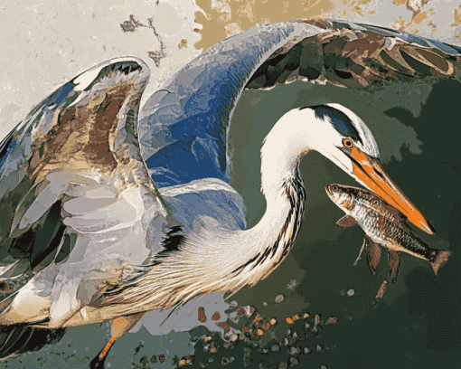 Grey Heron Birds Diamond Painting