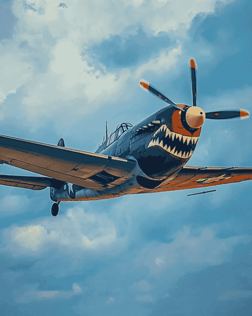 Grey P 40 Fighter Diamond Painting