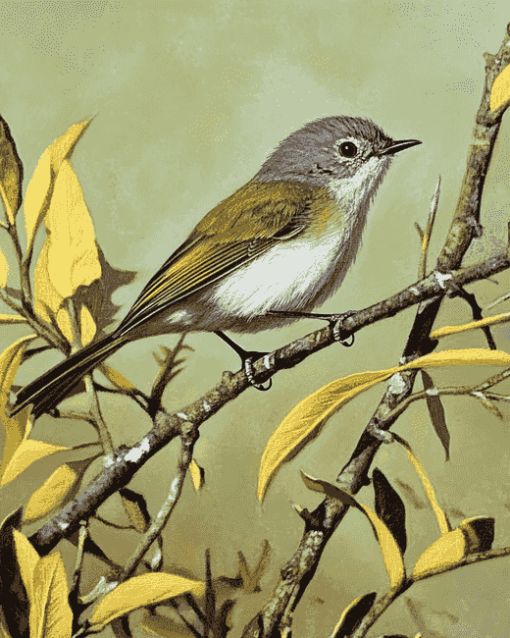 Grey Warbler Birds Diamond Painting