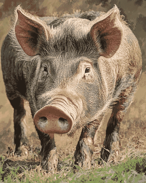 Grey Wild Hog Diamond Painting