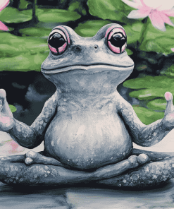 Grey Yoga Meditation Frog Diamond Painting