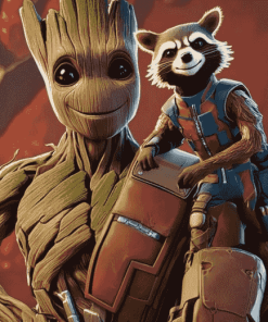 Groot and Rocket Fortnite Art Diamond Painting