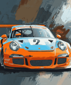 Gulf Porsche Racing Car Diamond Painting