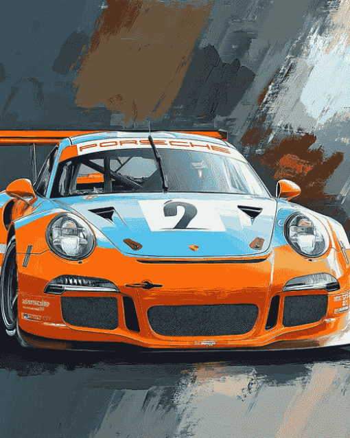 Gulf Porsche Racing Car Diamond Painting