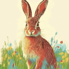 Hare Meadow Animals Diamond Painting