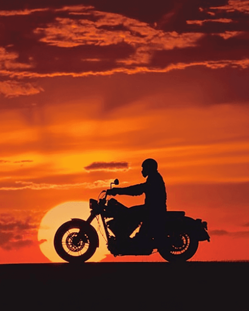 Harley Silhouette in Sunset Diamond Painting