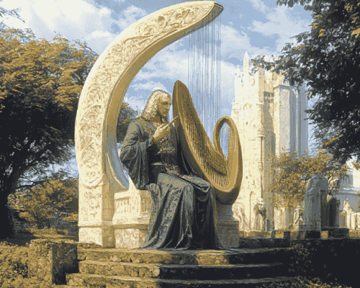 Harpist Architecture Diamond Painting