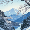 Hasui Kawase Snowy Landscape Diamond Painting