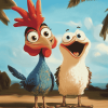 Hei Hei and Pua Cartoon Diamond Painting