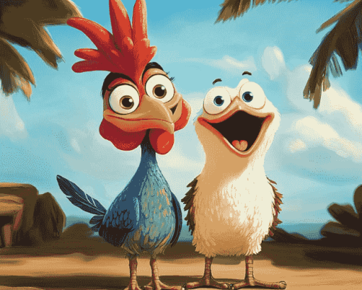 Hei Hei and Pua Cartoon Diamond Painting