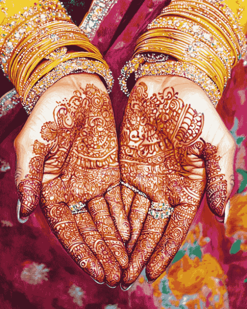 Henna-Inspired Wedding Hand Jewelry Diamond Painting