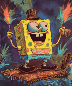 Hippie SpongeBob Cartoons Diamond Painting