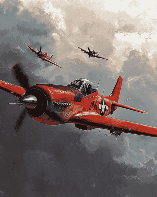 Historic Tuskegee Airmen Military Plane Diamond Painting