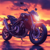 Honda Motorcycle Sunset Diamond Painting