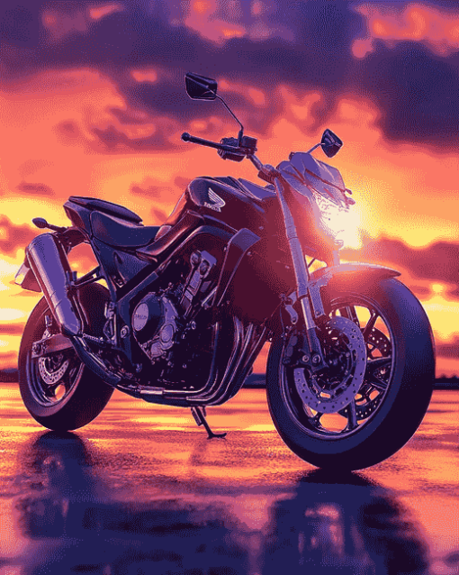 Honda Motorcycle Sunset Diamond Painting